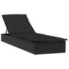 Black Sun Lounger with Round Canopy 211 x 57 x 140 cm Poly Rattan
