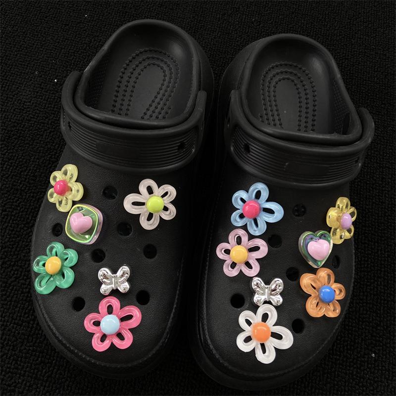 Аксессуары для обуви Crocs, Цветы для обуви своими руками, Пряжки для обуви, Прозрачные цветочные аксессуары, Украшения для обуви Crocs, Серебристые бабочки, Пряжки для обуви Crocs