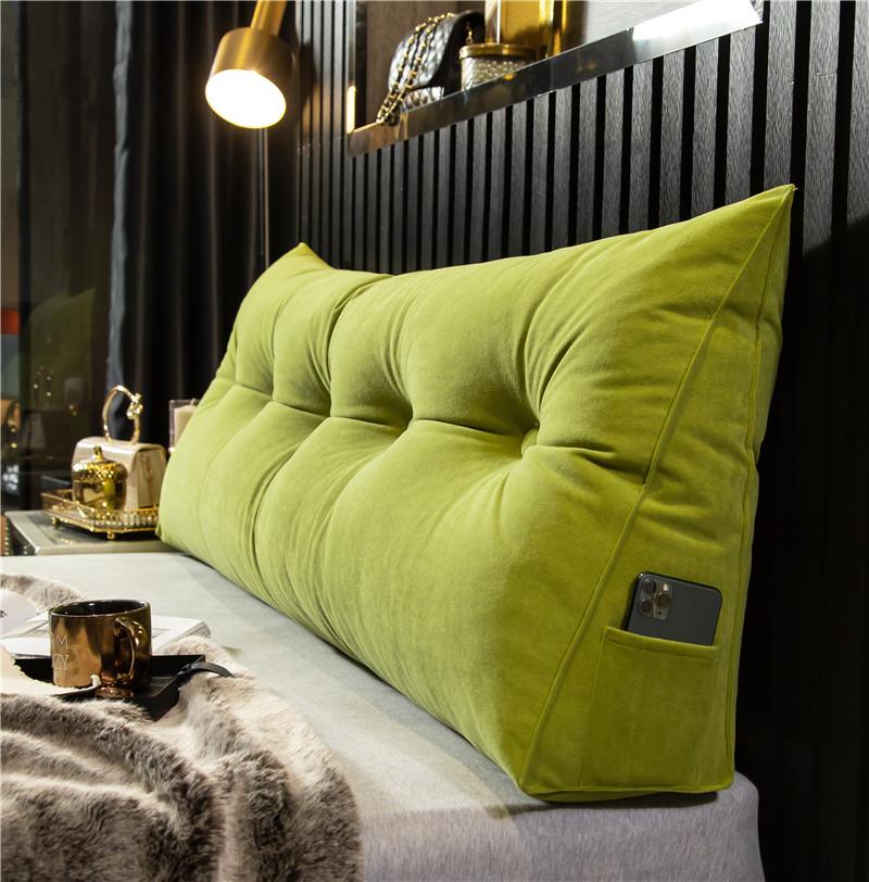 Большая треугольная подушка для спины с клиновидным дизайном и мягкой тканью, простеганной пуговицами