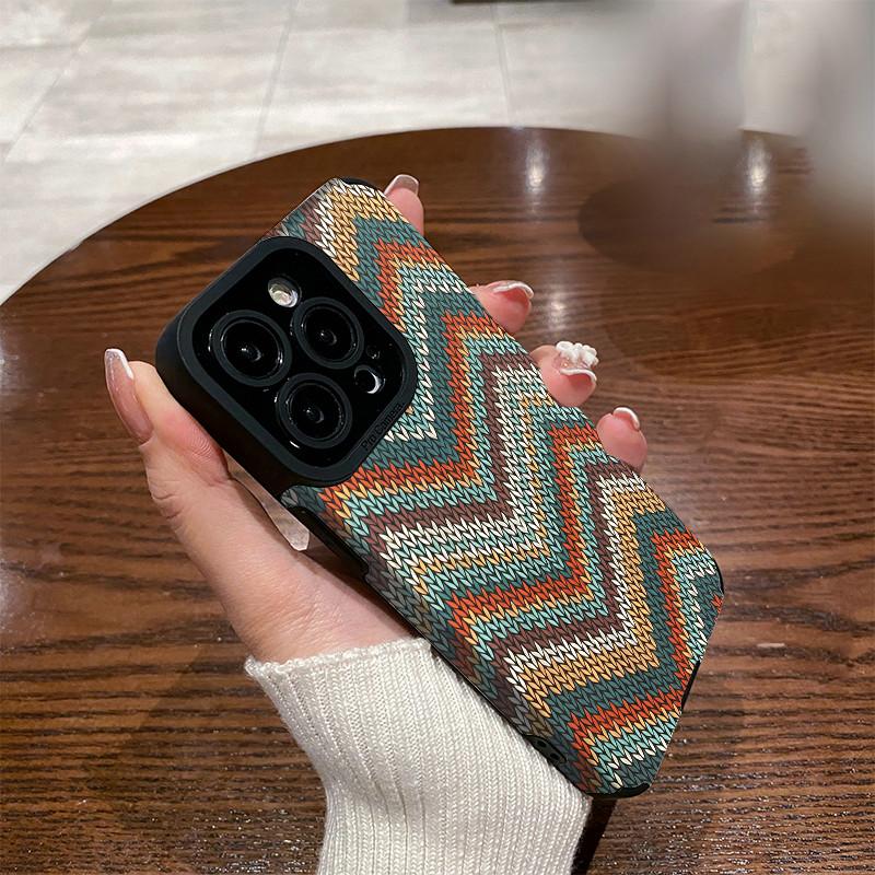 Vertical Grain Leather Fashion Soft Silicone Phone Case Back Cover with Camera Lens Full Protection for iPhone