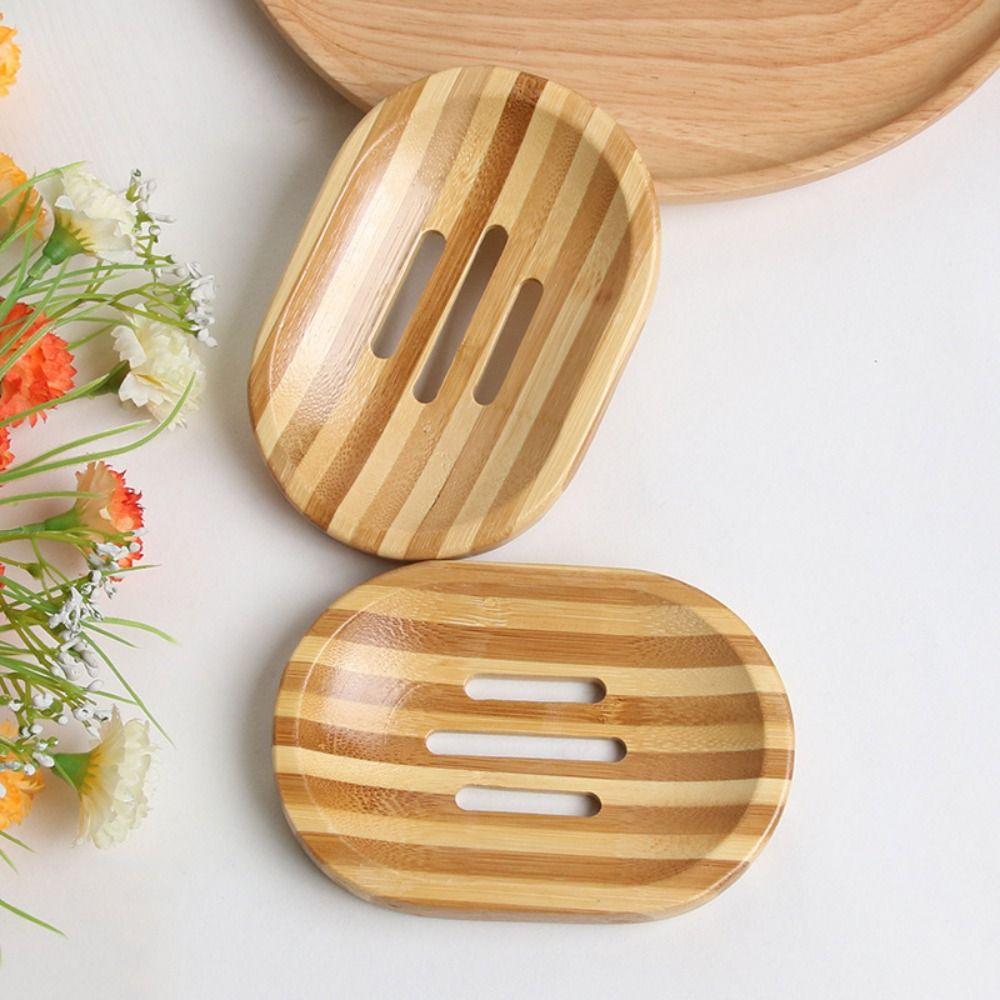 Square Drainer Bamboo Soap Holder Durable Soap Tray Home