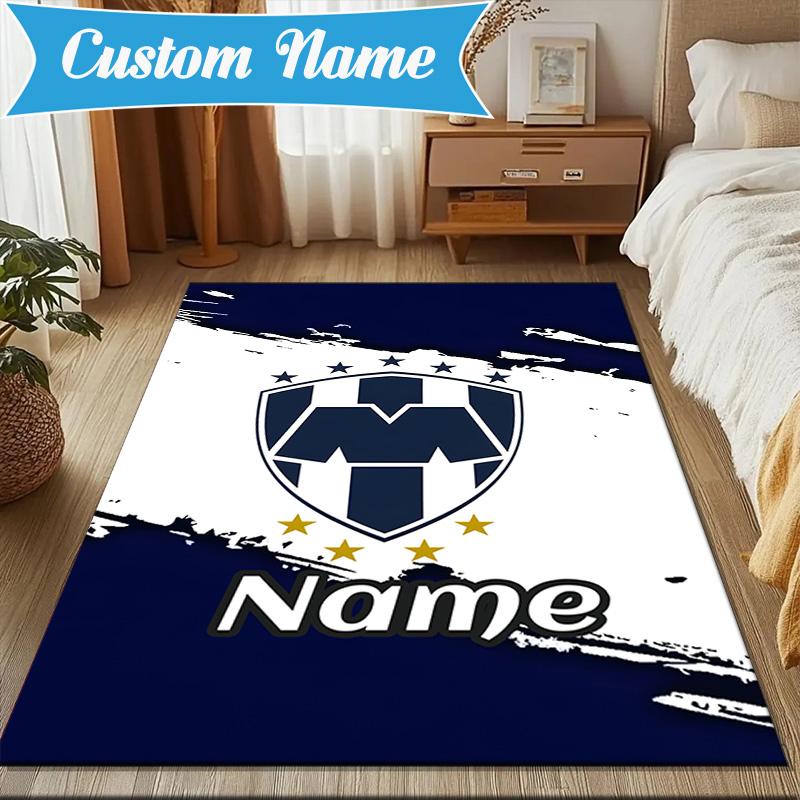 Custom Name Galactic Monterrey Crest Rug Game Carpet, Floor Mat for Bedroom Living Room Entryway Rug, Home Decor Idea Gift for Christmas birthday