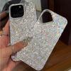Purple Flowers Simple Background Case for iphone XS Max 16 Plus 15 17 Pro XR 13 12 Air 11 14 18 Pro Max Silver Crushed Foil Cover