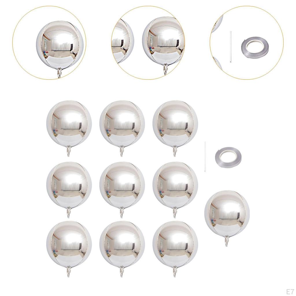 10 Count Foil Balloons 22 Inch Unique Round Props for Celebrations