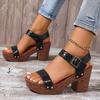Comfort Women's Chunky Heeled Sandals Buckle Strap Platform Sandalias Mujer 2025 Summer Fashion High Heels Gladiator Shoes Woman