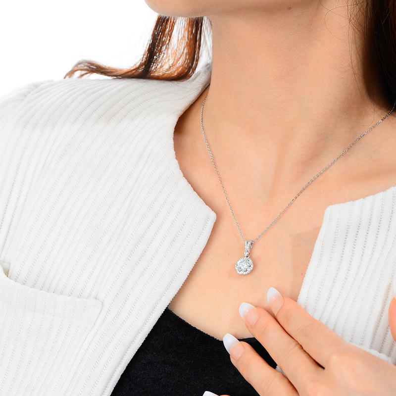 Moissanite Tennis Necklace for Woman Wedding Jewely with Certificate Sterling Sliver Plated White Gold Necklace