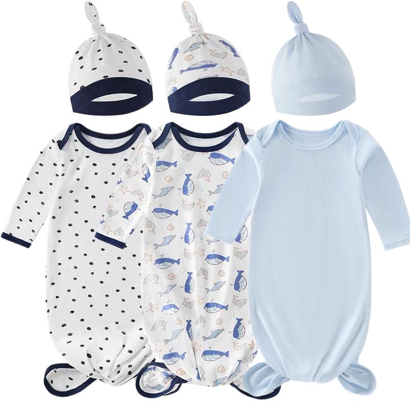 Спальный мешок для новорожденных с шапочкой, 100% хлопок, детская пеленальная пижама для мальчиков и девочек, однотонное пеленальное полотенце с принтом для младенцев 0-12 мес.