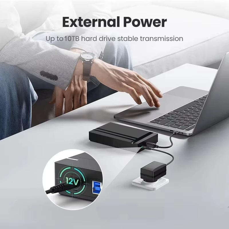 Корпус для жесткого диска 3,5 дюйма USB 3.0 - SATA Внешний жесткий диск Корпус для жесткого диска 5 Гбит/с Высокоскоростной адаптер для 2,5"3,5" SSD Жесткий диск Корпус для ПК Поддержка жесткого диска 10 ТБ
