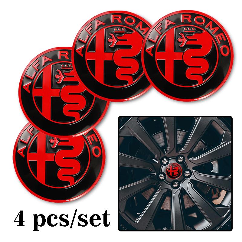 4Pcs Car Emblem Wheel Hub Center Cap Sticker Rim Badge Cover For Alfa Romeo GT 147 159 166 156 Giulietta Mito 8C Stelvio VolanteNO0