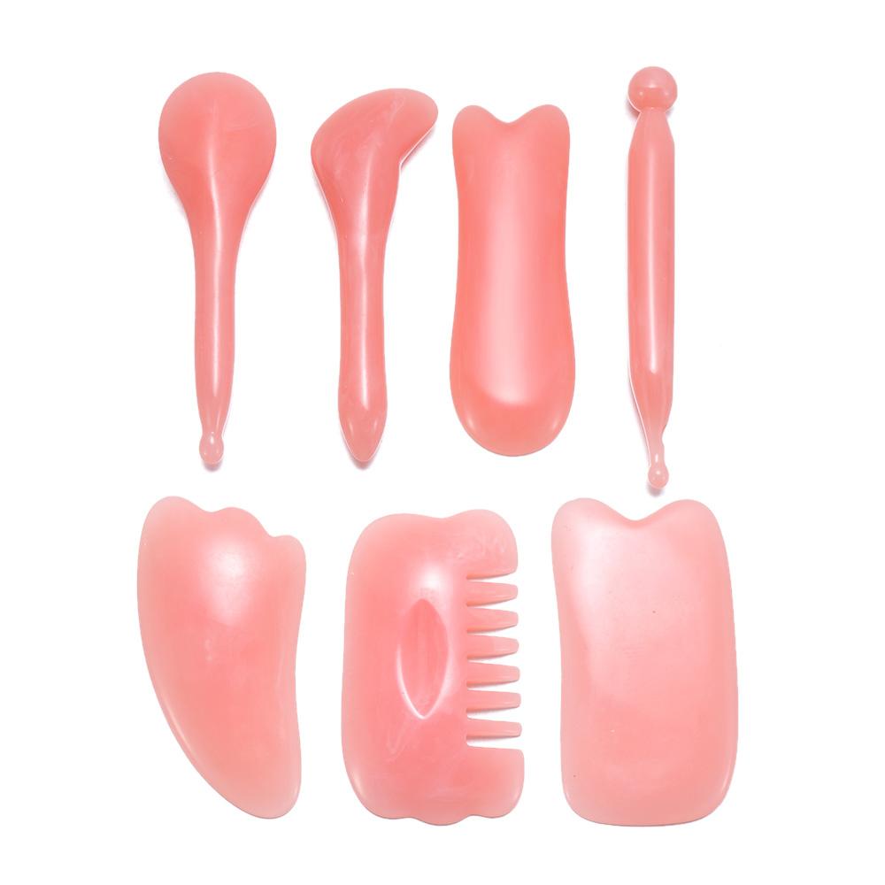 Здравоохранение Многоформенная Смешанная Натуральная Смола Расслабляющая Доска Гуа Ша для Лица Инструмент для Массажа Лица