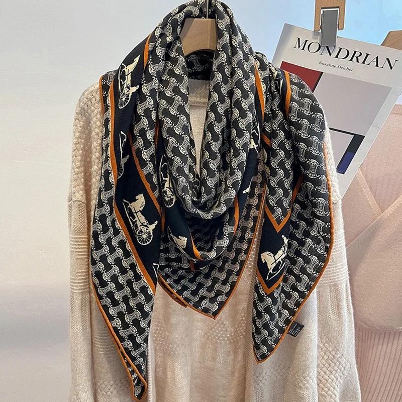 130 СМ Шарф из шелковой шерсти женский большой квадратный шарф шелковый шарф новый кашемировый универсальный платок тонкий