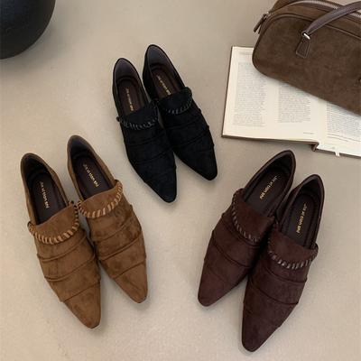 Матовые туфли на толстой подошве с закрытым носком для женской верхней одежды 2025 осень новая ретро обувь мюли для женщин