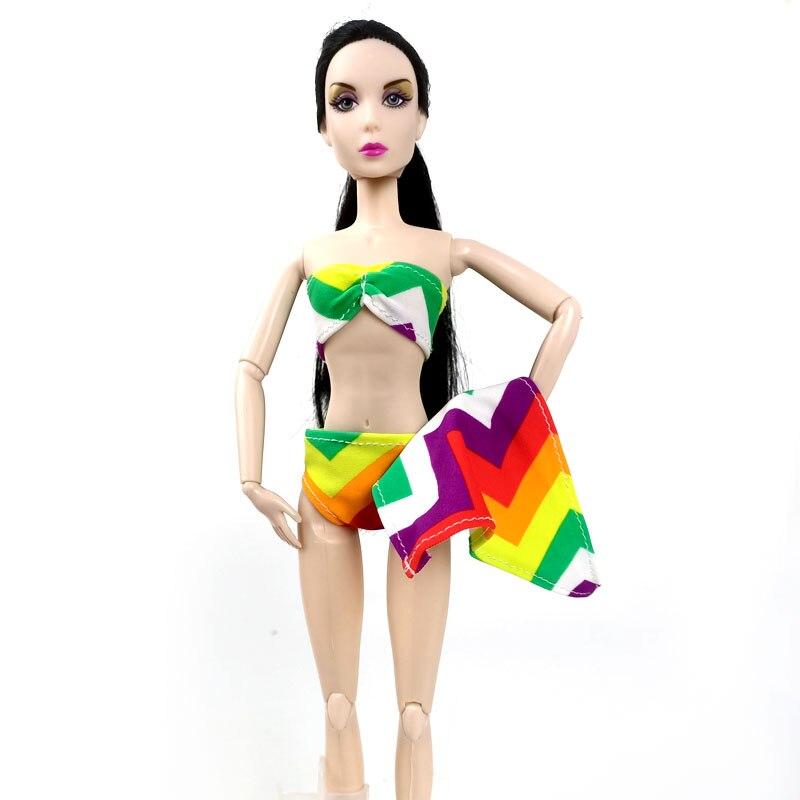 Цветной геометрический бикини для куклы Барби, одежда, пляжный бюстгальтер, нижнее белье, спасательный круг, купальный костюм для куклы 1/6 BJD, аксессуары для детей