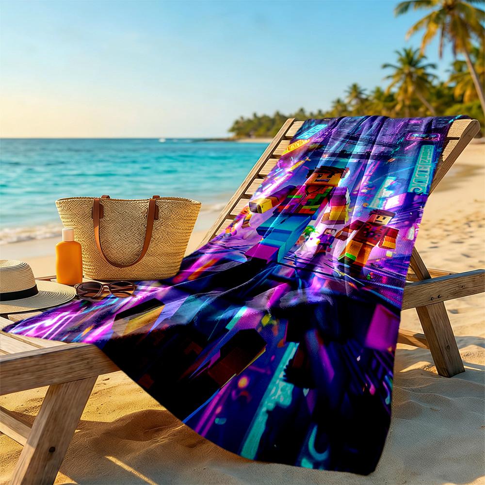 Roblox Beach Towel High Absorbency & Quick-Dry Comfortable Lightweight Suitable for Sports, Travel, Swimming, Yoga, Bathroom, Beach, And Pool