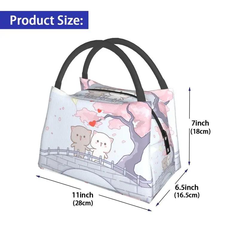 Индивидуальный романтический персиковый и гома моти кошка сумка для обеда женская сумка-холодильник термоизолированный ланч-бокс для офисных поездок