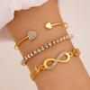3pcs For A Set Love Opening Temperament Drill Bracelet Design Creative Retro Simple Lucky 8 Bracelet For