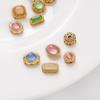 Позолоченные ажурные бусины-разделители с кошачьим глазом и имитацией нефрита для изготовления бижутерии своими руками