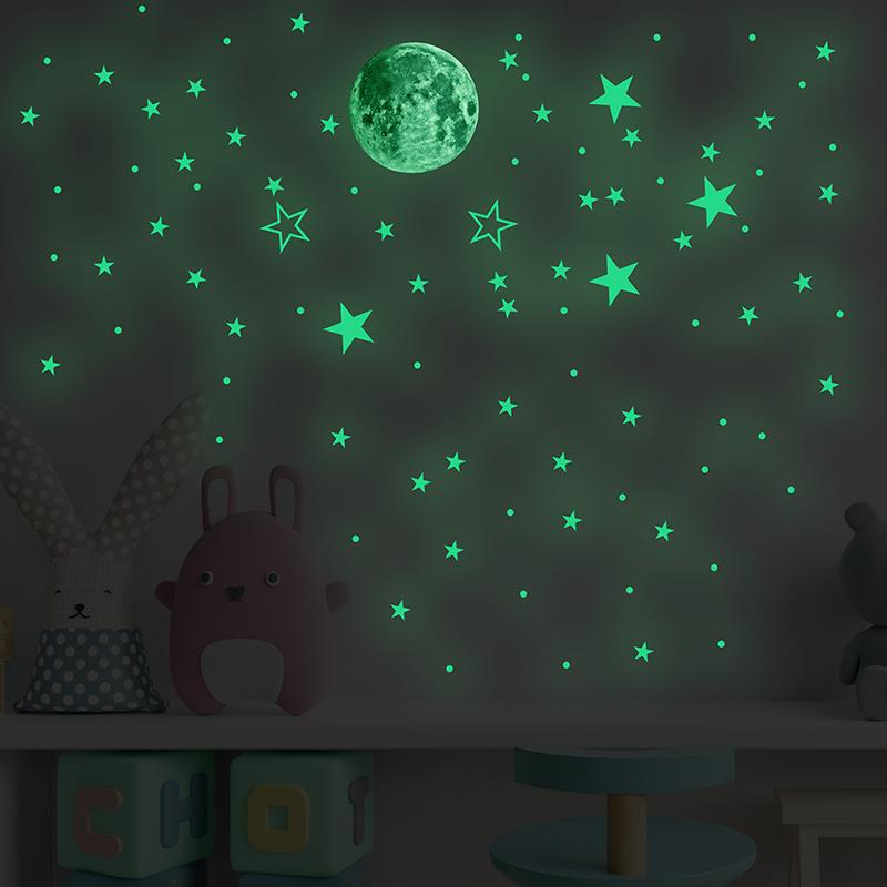 127 шт. светящаяся звезда луна сделай сам декоративная наклейка на стену ночная вечеринка светится в темноте