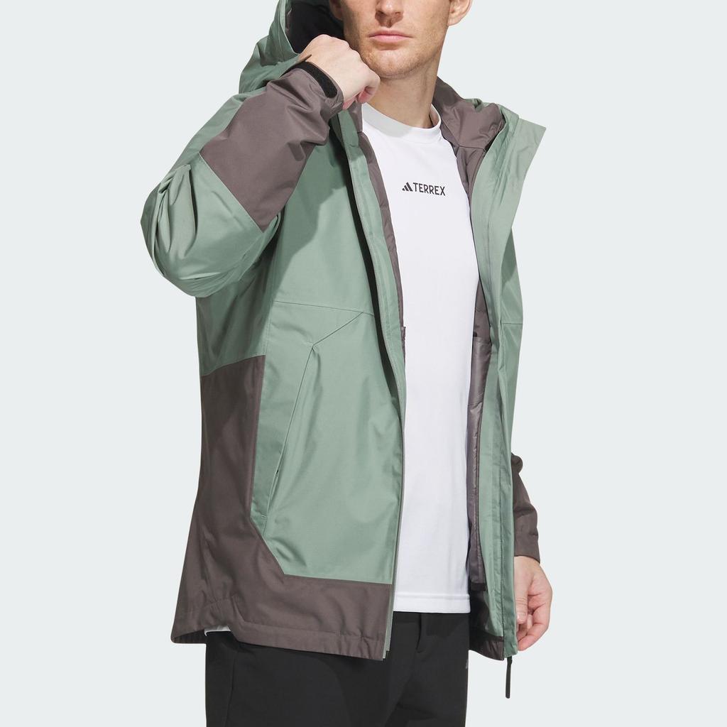 Adidas Color Block Spliced Outdoor Three-In-One Sports Jacket Men Jackets Silver Gray Green IP0735