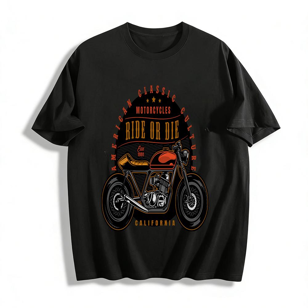 Американская Классическая Мотоциклетная Культура Ride Or Die Калифорния 1991 Футболка Из Чистого Хлопка