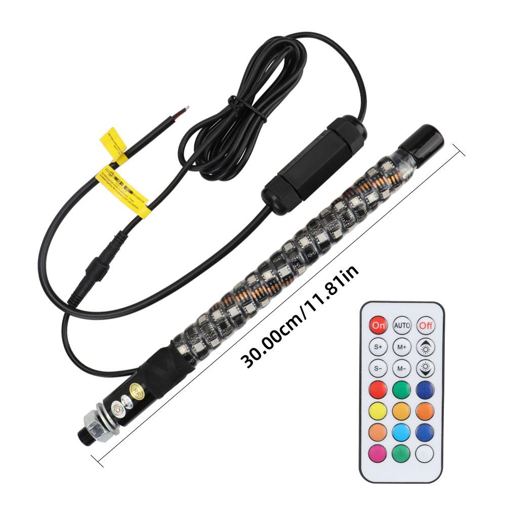 30/60/90cm RGB LED Whip Flagpole Lamp for UTV Jeep Off-road ATV Truck 1FT Auto Ambient Light With Remote Waterproof Flag Light
