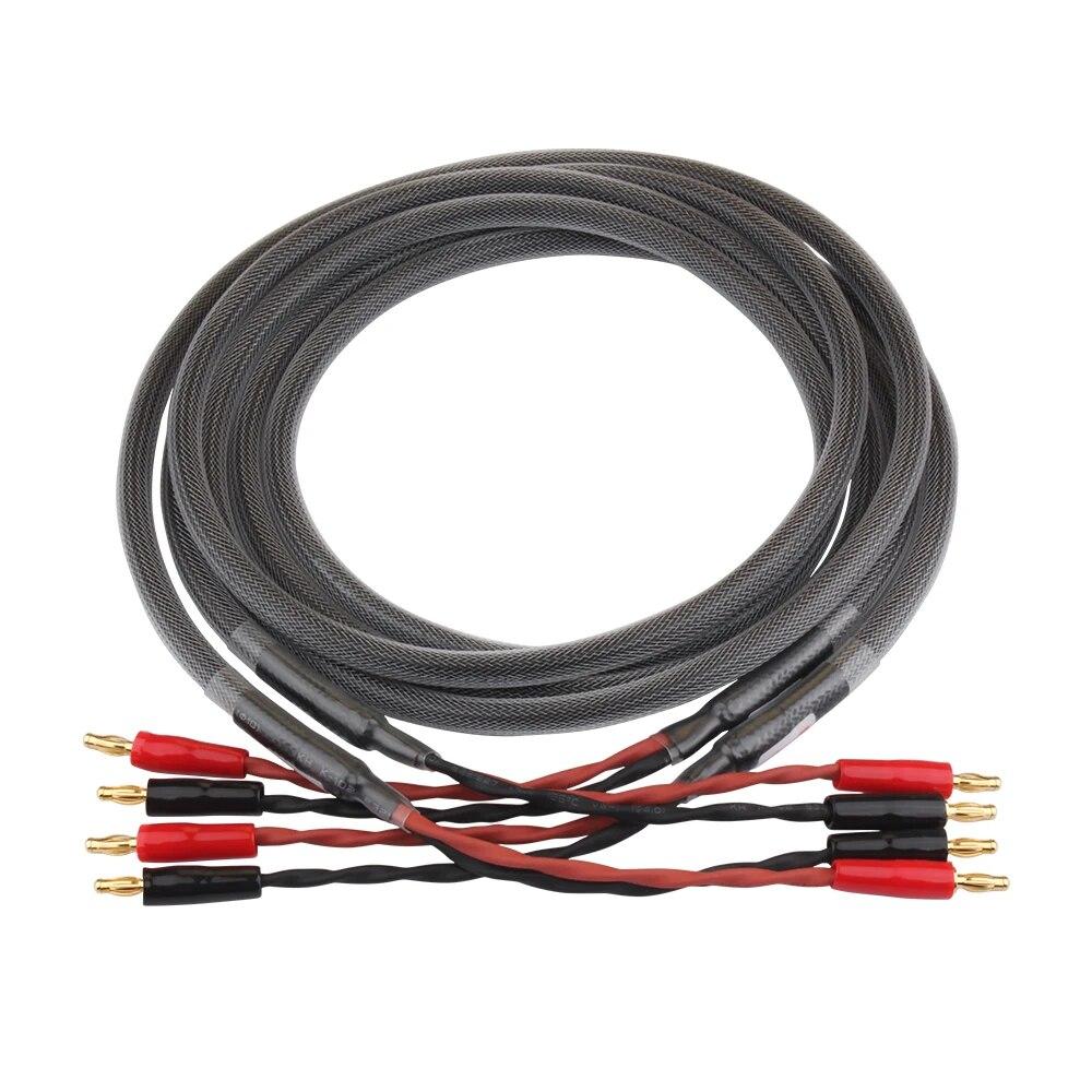 YYAUDIO одна пара Hi-Fi акустических кабелей высокой чистоты 6N OFC с сердечником типа «банан» и Y 24K золотой штекер рупорный кабель для усилителя динамика