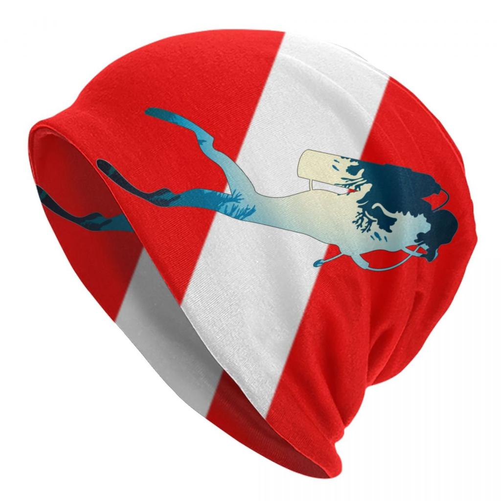 Шапка-бини с флагом для подводного плавания, унисекс, женские аксессуары для любителей дайвинга, шапки с черепами, подарки для дайвера, крутой дизайн, вязаные шапки