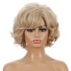 Wig for Women Synthetic Short Curly Hair with Bangs Natural Light Gold High Temperature Daily Use Wigs