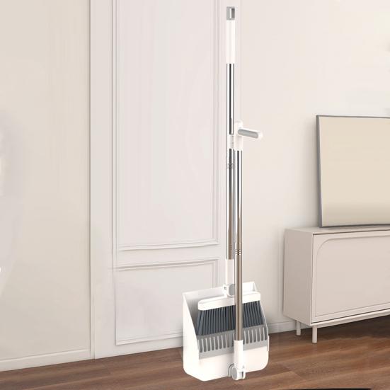 Long Handle Broom with Dustpan 180-Degree Bristles Angle Adjustment Stiff Set Buckle Type Broom