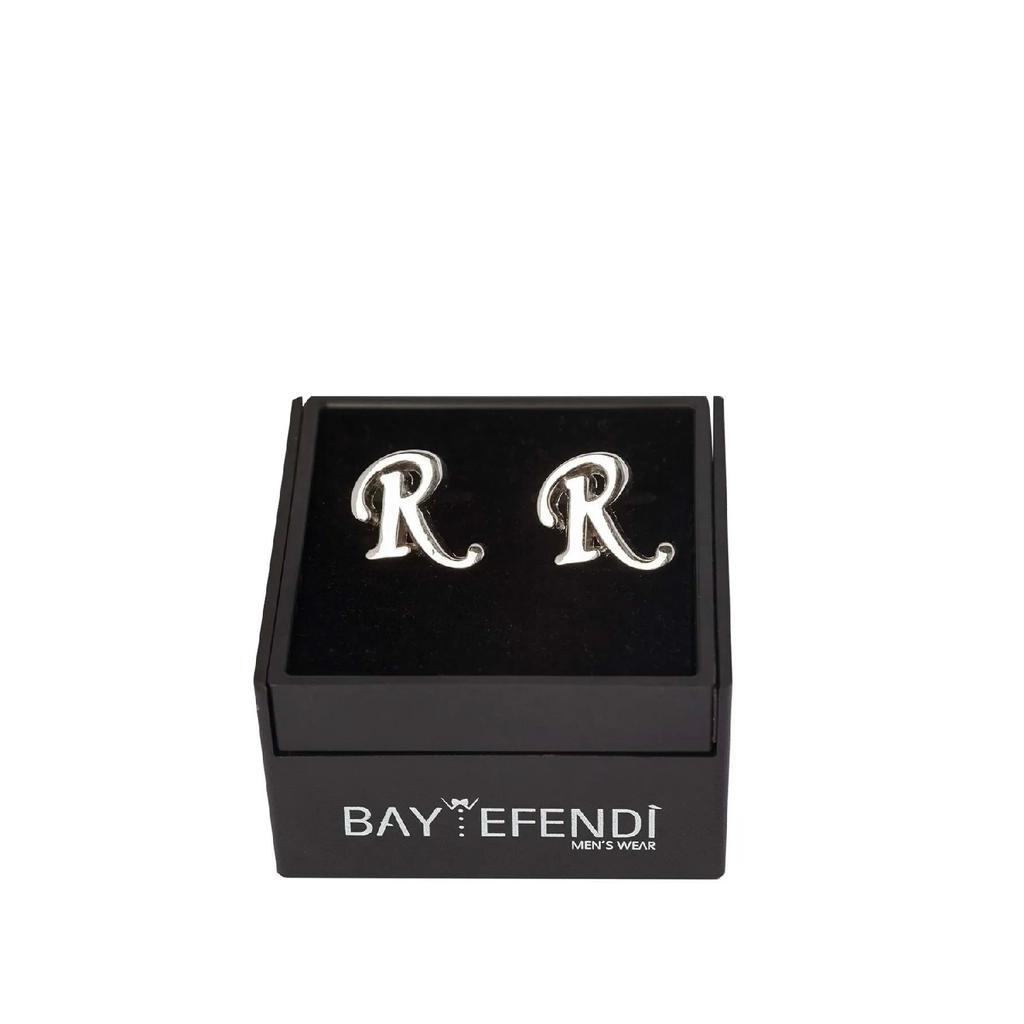 Персонализированная запонка серебряного цвета с буквой А