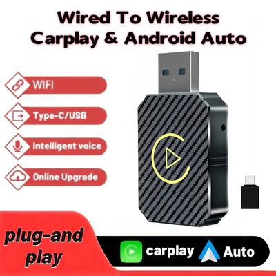Новый беспроводной адаптер CarPlay Android Auto 2 в 1, беспроводной WiFi BT5.0, умный ключ Plug and Play, беспроводной мини-бокс, быстрое подключение