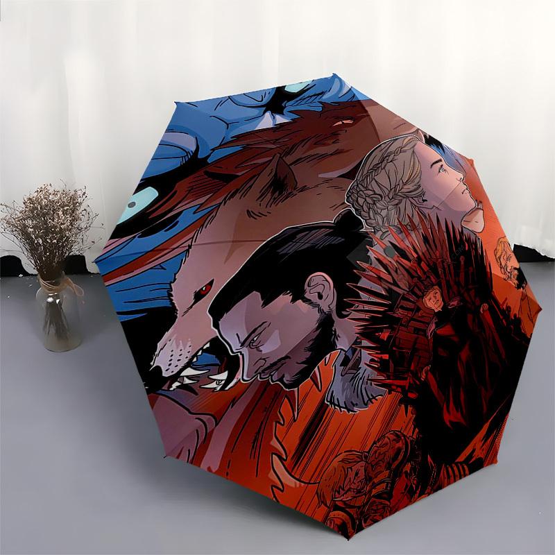 Winterfell, Iron Throne Themed Automatic Opening and Closing Umbrella, Compact Travel Umbrella, Lightweight and Portable, Suitable for Beach