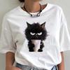 Футболка с забавным котом для подростков Kawaii 3D Print Женская футболка University Streetwear Классическая эстетическая футболка Классическая графика