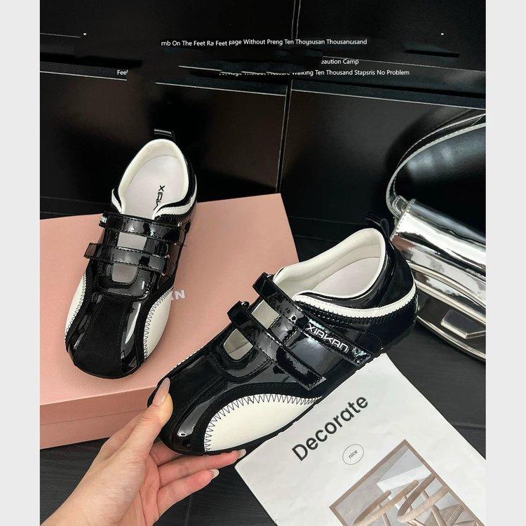 Real Soft Leather Inner Height Increase 6cm Velcro Hollow Sports Mary Jane Shoes Women's Summer Versatile Casual Moral Training Shoes Tide