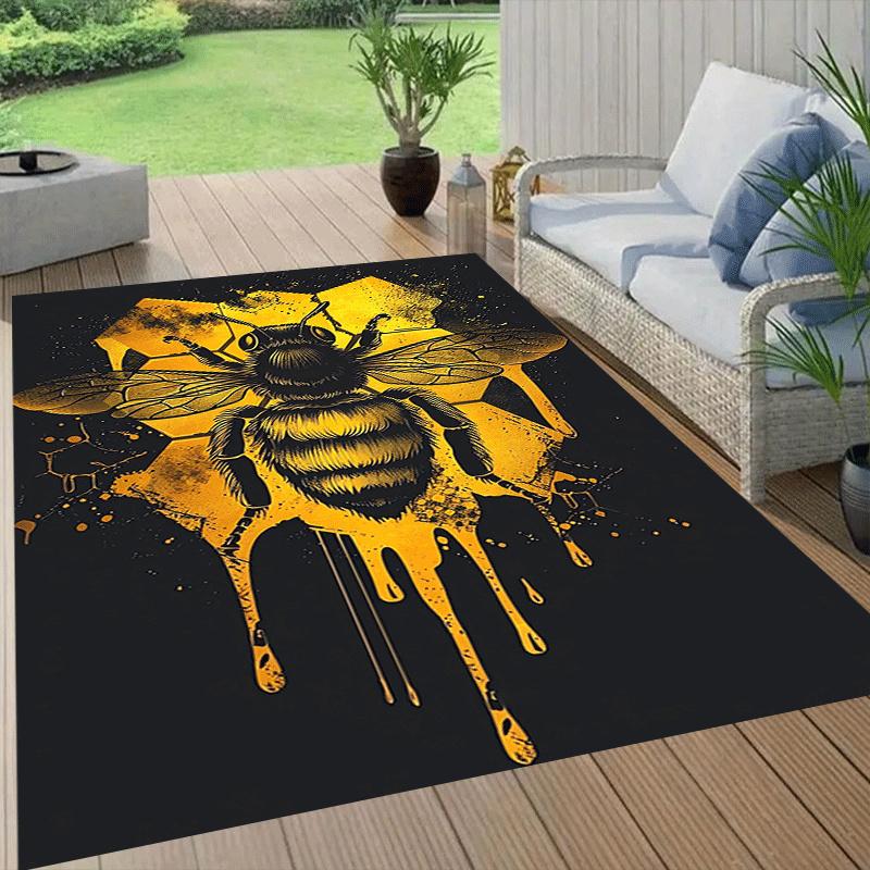 1pc Bees and honeycombs Print, Design Area Rug - Soft, Anti-Slip, and Durable Gaming Room Decor for Bedroom, Living Room
