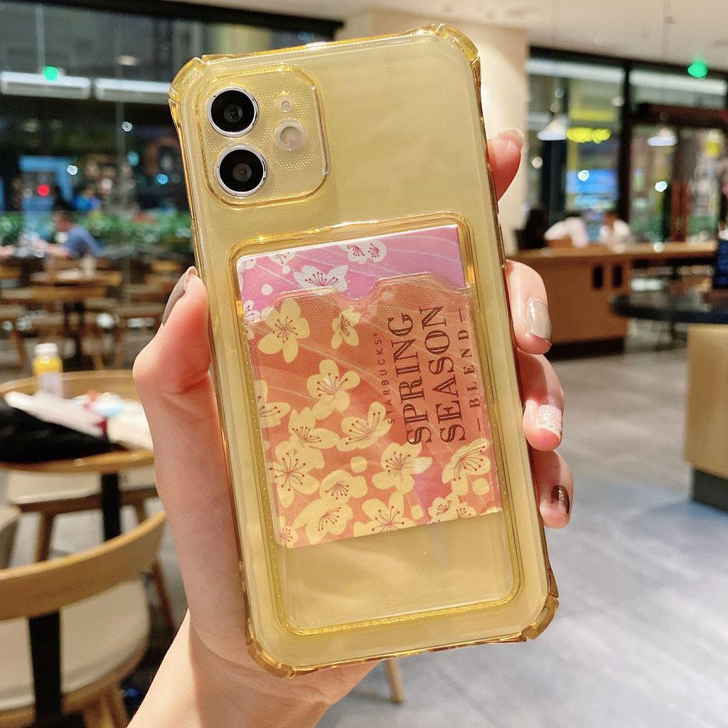 Прозрачный чехол-держатель для карт TPU для Apple 11/14/15/16Pro/Xs