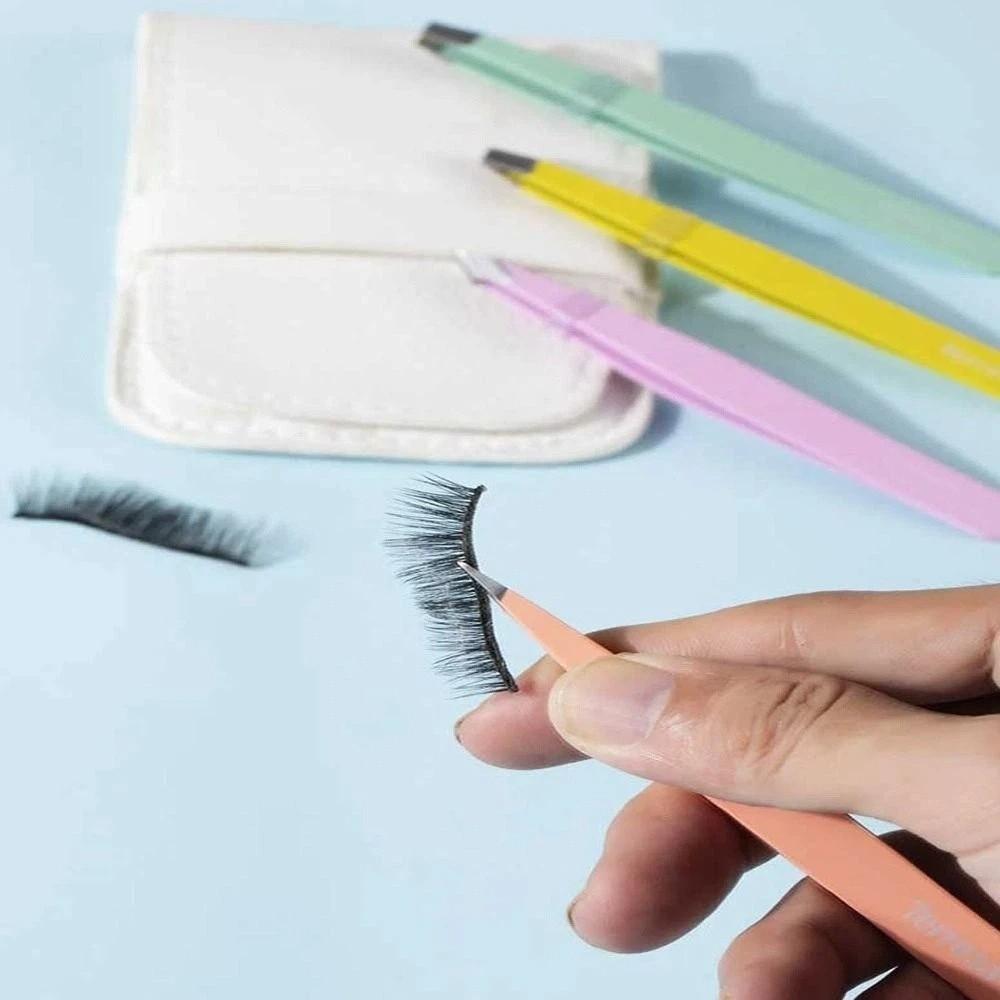 Набор пинцетов для бровей из нержавеющей стали, цветной пинцет для тонких волосков, пинцеты со скошенными кончиками для бровей, инструмент для макияжа