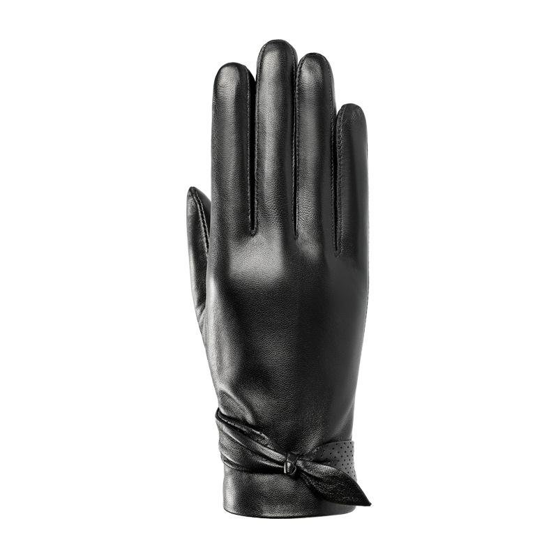 Кожаные перчатки женские зимние бархатные утолщенные теплые овчинные сенсорные экраны велосипедные зимние модные маникюрные короткие кожаные перчатки