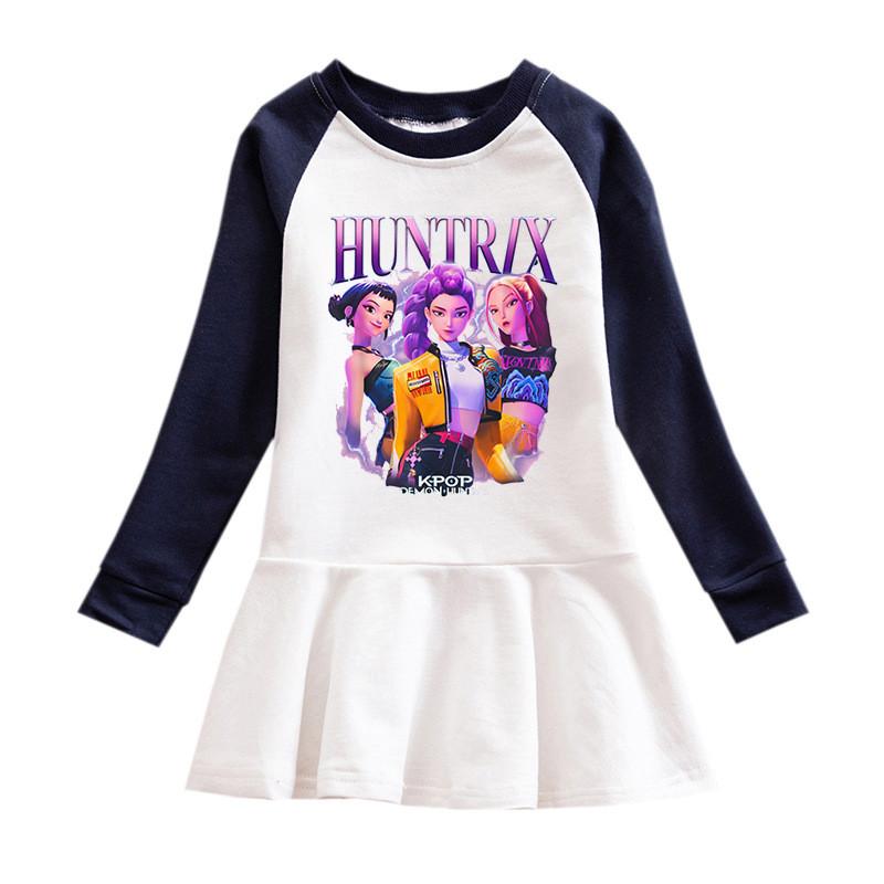 Девочки Kpop Руми Зои Мира Принт Охотники Руми Зои Мира Плиссированное платье