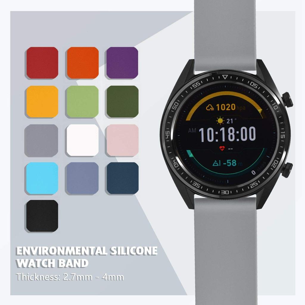 Rubber Strap Silicone 20mm Waterproof Watch Replacement Strap Quick Release Rubber Watch Band Buckle [WOCCI] Gray/Black