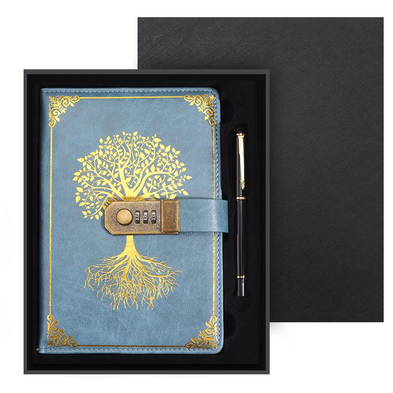 Подарочный набор из ретро-блокнота с паролем формата А5: Ежедневник деловых встреч в офисе с возможностью настраиваемого логотипа.