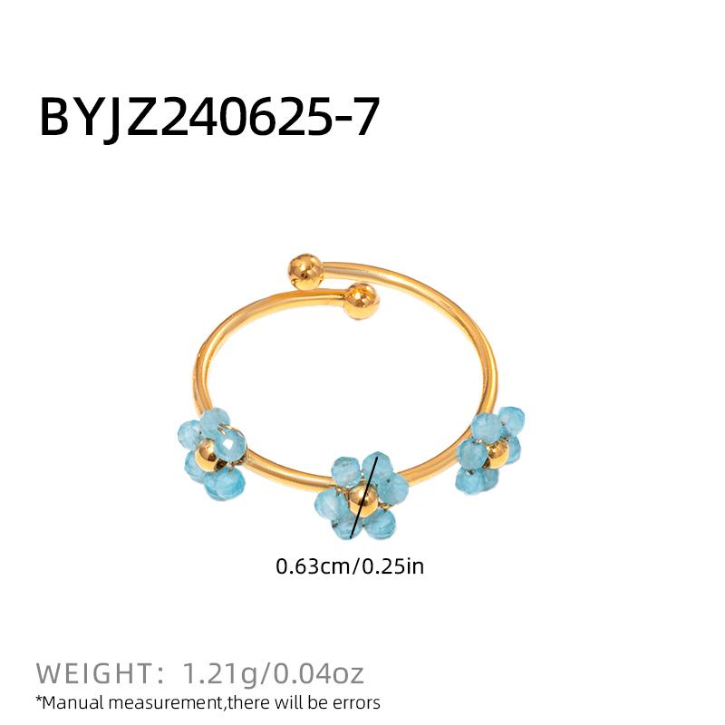 multi-colored Zircon Flower Rings for Women Stainless Steel Jewelry Female Summer Accessories Open Adjustable Couple Rings Gift
