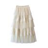 French Lace Spliced Maxi Skirt Summer Embroidered Cake Dress For Women