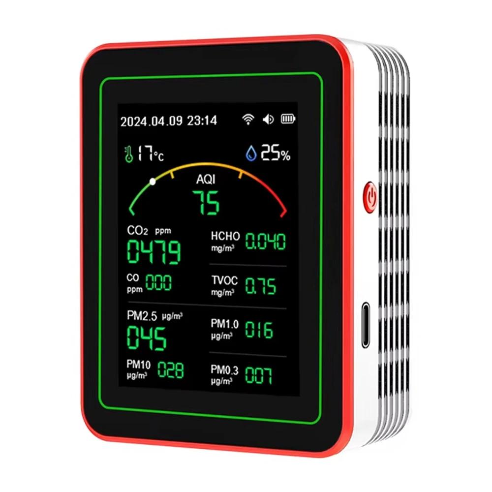 Портативный 15-в-1 WiFi монитор качества воздуха в помещении с TFT-дисплеем AQI PM0.3 PM1.0 PM2.5 PM10 Тестер температуры и влажности