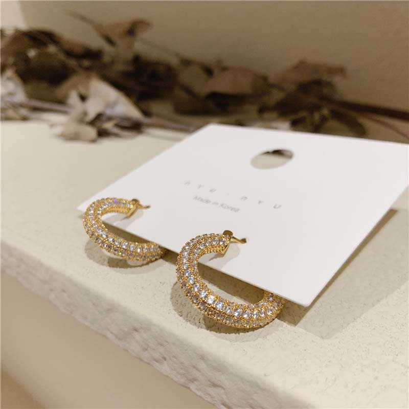 Крупные круглые серьги-кольца из нержавеющей стали золотого цвета для женщин Изысканные блестящие циркониевые круглые хугги массивные серьги ювелирные изделия подарки