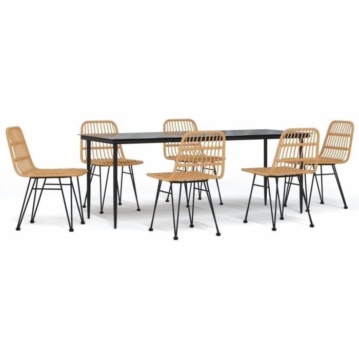 3157878 vidaXL Garden Dining Set 7 Pcs Wicker