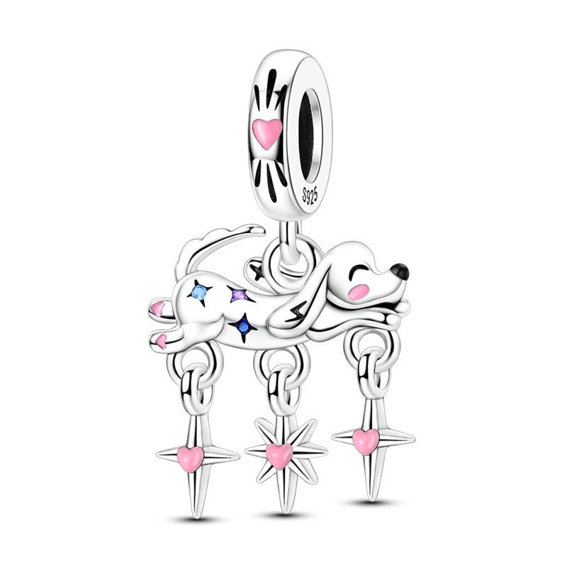 Copper Happy Puppy Lucky Charms Bead Cz Zirconium Bear Blue Elephant Love Dangle Fit Original Bracelet Diy Jewelry