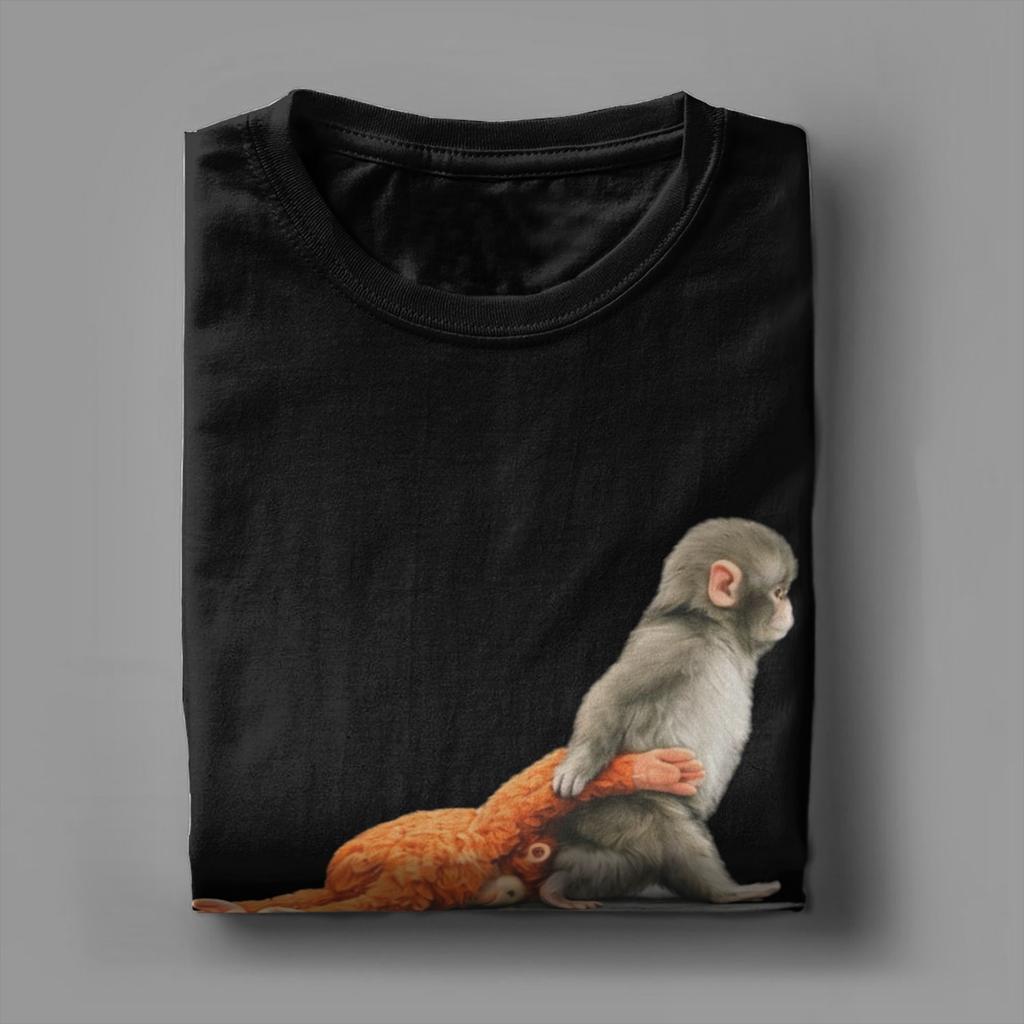 New Arrival Team Punch Punch the monkey Baby Monkey Holding T Shirt for Men Women Cotton Tshirts Short Sleeve Clothes