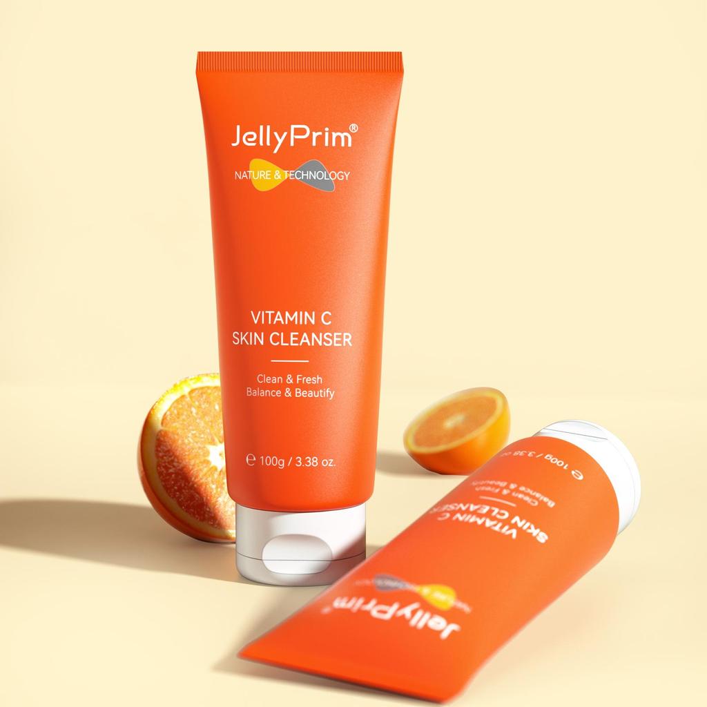 JellyPrim 2 шт. Очищающее средство с витамином С, увлажняющее, осветляющее, подтягивающее, укрепляющее лицо