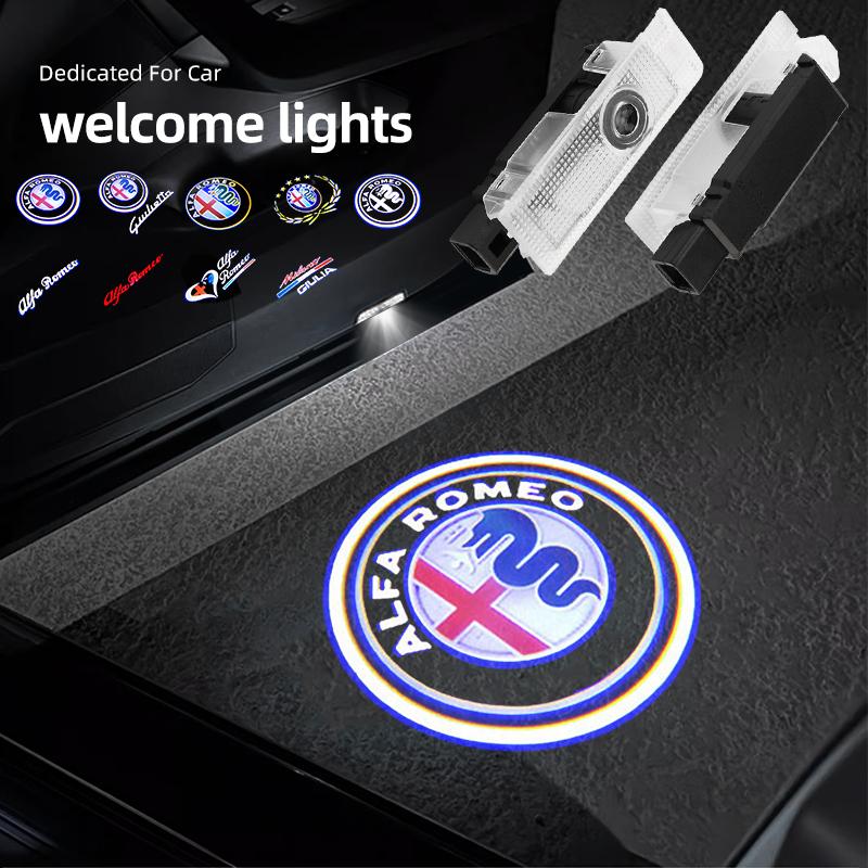 2pcs Welcome Light For Alfa Romeo LED Car Door Welcome Light Logo Projector Giulia Giulietta Mito Stelvio Brera 159 147 156 166 QQ82
